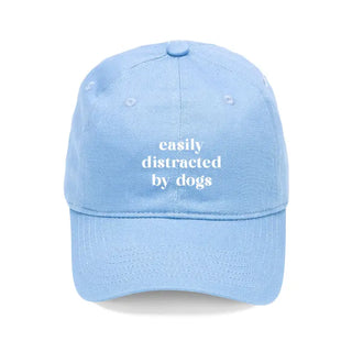 Easily Distracted by Dogs Funny Embroidered Hat Dog Lover Cap #M190VL-CORAL-DIS - Light Blue - Baseball Cap - Women’s