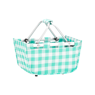 Easter Eggs - Personalized Mint Check Mini Market Tote #MTVLMC-EGGS-P - Tote Bag - Kids