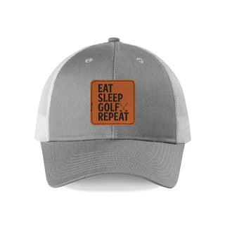 Eat Sleep Golf Patch Snapback Hat Golfing Baseball Cap for Unisex #L112-P702-ESG - Grey - Trucker Hat - Men’s