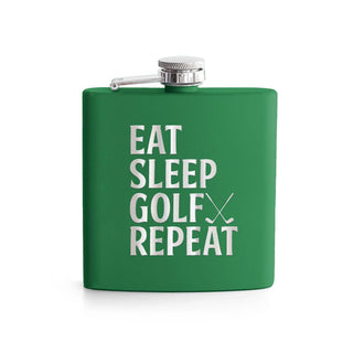 Eat Sleep Golf Repeat 6 oz Flask Funny Golfer Gift Insulated Barware #TWBF6-ESG-GRN - Flask