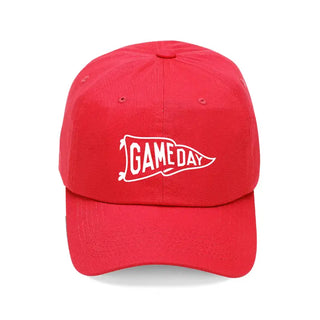 Embroidered Game Day Pennant Hat Vintage Football Baseball Cap #M190VL-GDPEN - Red - Baseball Cap - Women’s