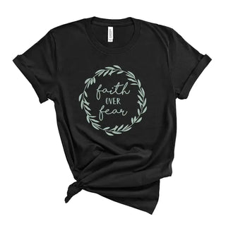 Faith Over Fear T Shirt Christian Inspirational Graphic Faith Tee #HPTS-FOF - Black / Large - Screen Printed T-Shirt