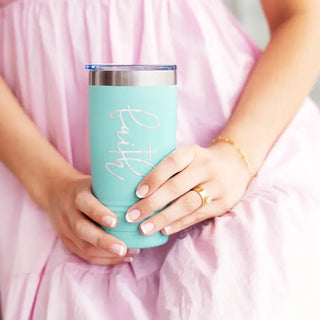 Faith Tumbler Teal 20oz Insulated Christian Cup Religious Gift for Her #TWB20-FAITH-TEAL - Insulated Mug/Tumbler