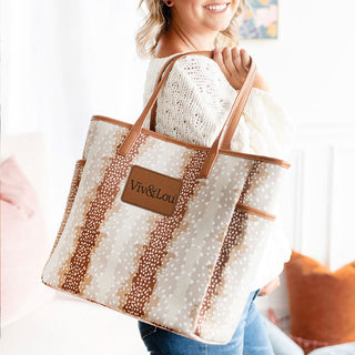 Fawn Hayden Tote Faux Leather Work Travel Everyday Shoulder Bag #M965-FAWN-VLXN