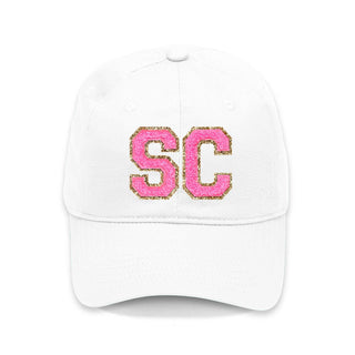 Hot Pink SC Varsity Letter White Cap #L190-WHT-PHTPKSC