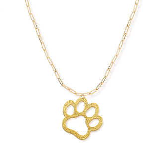 Textured Gold Paw Rhonda Necklac #ACN-215GD-PAW-TXGD