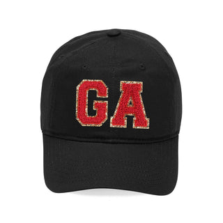 GA Varsity Letter Black Cap #L190-BLK-PGARED