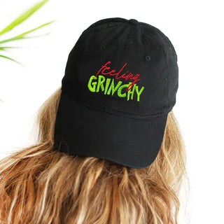 Feeling Grinchy Christmas Hat Funny Holiday Baseball Cap Unisex #M190VL-BLK-GRINCH23 - Baseball Cap - Women’s