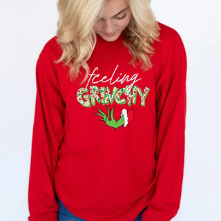 Feeling Grinchy Long Sleeve Shirt Funny Christmas Graphic Tee #HPLS-GRINCH - Screen Printed T-Shirt - Women’s
