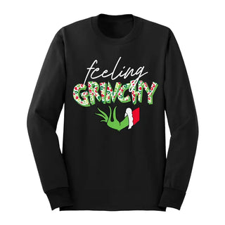 Feeling Grinchy Long Sleeve Shirt Funny Christmas Graphic Tee #HPLS-GRINCH - Black / Large - Screen Printed T-Shirt