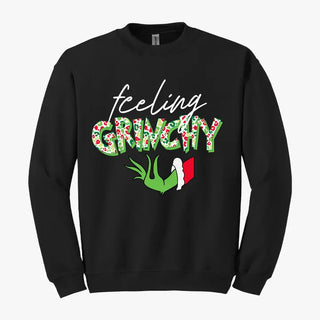 Feeling Grinchy Sweatshirt Funny Christmas Holiday Pullover #HPSW-GRINCH - Black / Large - Graphic Sweatshirt - Women’s
