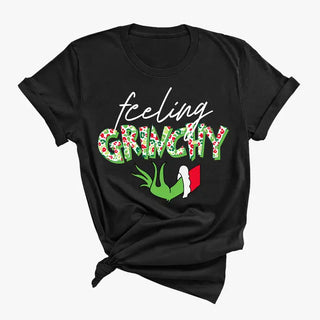 Feeling Grinchy T Shirt Funny Christmas Holiday Graphic Tee #HPTS-GRINCH - Black / Small - Screen Printed T-Shirt