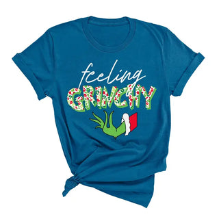 Feeling Grinchy T Shirt Funny Christmas Holiday Graphic Tee #HPTS-GRINCH - Deep Teal / Small - Screen Printed T-Shirt