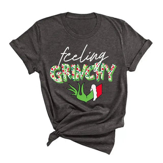 Feeling Grinchy T Shirt Funny Christmas Holiday Graphic Tee #HPTS-GRINCH - Dark Grey / Small - Screen Printed T-Shirt