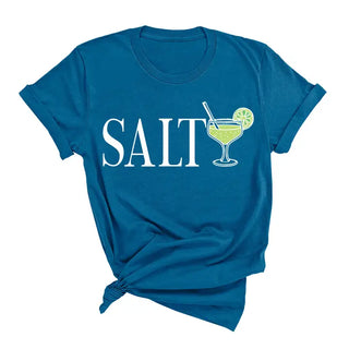 Feeling Salty T Shirt Funny Beach Coastal Graphic Summer Tee #HPTS-SALT24 - Deep Teal / Large - Screen Printed T-Shirt