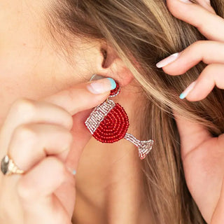 Fine Like Red Wine Earrings #VLJ0366-RED - Dangle Earrings