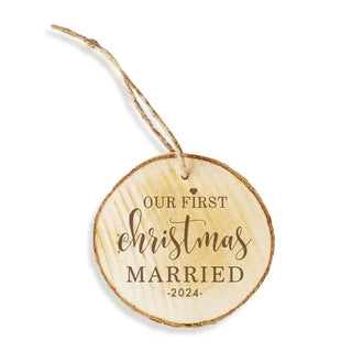 First Christmas Married Wood Ornament - 4 PC SET #LOR-S4W-MAR26 - Ornament