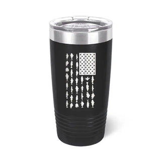 Fish Flag Tumbler 20oz Insulated Fishing Cup Fisherman Gift #TWB20-FISHFLAG-BLK - Insulated Mug/Tumbler