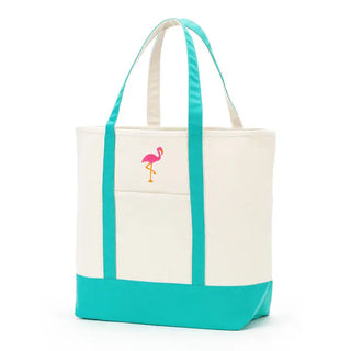 Flamingo Everyday Tote Tropical Canvas Beach Travel Shoulder Bag #M733VL-MINT-FLAM - Mint - Tote Bag - Women’s