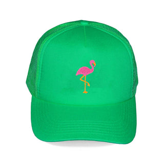 Flamingo Trucker Hat Kelly Green #M197VL-KGRN-FLAM - Trucker Hat - Women’s