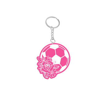 Floral Soccer Keychain #ACK-FLSOCC23-HTPKWHT - Keychain - Women’s