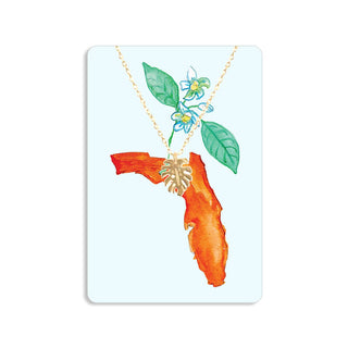 Florida Oranges Keepsake Card #VLJC-1520GD-FLORG - Pendant/Charm Necklace