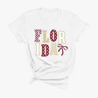 Florida State T Shirt Garnet College Game Day Fan Graphic Tee #HPTS-FL24 - White / Large - T-Shirt (Graphic) - Women’s