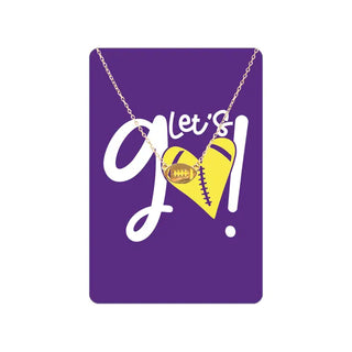 Football Let’s Go Keepsake Card #VLJC-358GD - Pendant/Charm Necklace