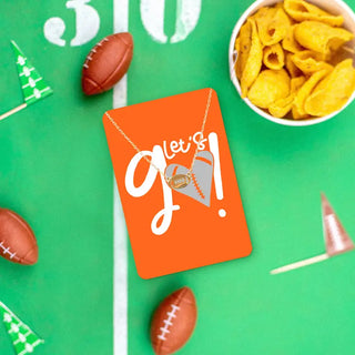 Football Let’s Go Keepsake Card #VLJC-358GD - Pendant/Charm Necklace