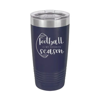Football Season Tumbler 20oz Insulated Game Day Cup Football Fan Gift #TWB20-FB-BLK - Navy - Insulated Mug/Tumbler