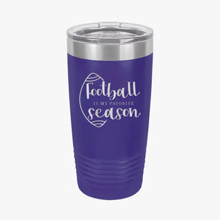 Football Season Tumbler 20oz Insulated Game Day Cup Football Fan Gift #TWB20-FB-BLK - Purple - Insulated Mug/Tumbler