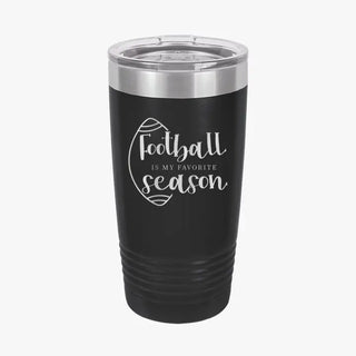 Football Season Tumbler 20oz Insulated Game Day Cup Football Fan Gift #TWB20-FB-BLK - Black - Insulated Mug/Tumbler