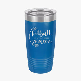 Football Season Tumbler 20oz Insulated Game Day Cup Football Fan Gift #TWB20-FB-BLK - Royal Blue - Insulated Mug/Tumbler