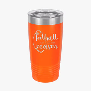 Football Season Tumbler 20oz Insulated Game Day Cup Football Fan Gift #TWB20-FB-BLK - Orange - Insulated Mug/Tumbler
