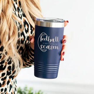 Football Season Tumbler 20oz Insulated Game Day Cup Football Fan Gift #TWB20-FB-BLK - Insulated Mug/Tumbler