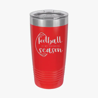 Football Season Tumbler 20oz Insulated Game Day Cup Football Fan Gift #TWB20-FB-BLK - Red - Insulated Mug/Tumbler