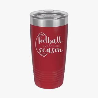 Football Season Tumbler 20oz Insulated Game Day Cup Football Fan Gift #TWB20-FB-BLK - Garnet - Insulated Mug/Tumbler