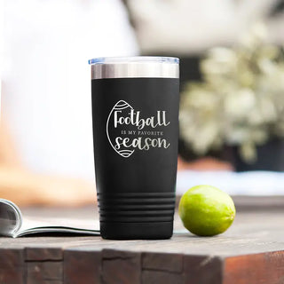 Football Season Tumbler 20oz Insulated Game Day Cup Football Fan Gift #TWB20-FB-BLK - Insulated Mug/Tumbler