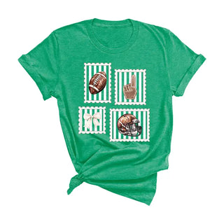 Football Stamp T Shirt Vintage Game Day Fan Graphic Sports Tee #HPTS-FBSTAMP - Heather Kelly Green / Large - Screen