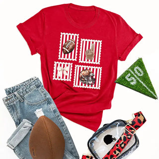 Football Stamp T Shirt Vintage Game Day Fan Graphic Sports Tee #HPTS-FBSTAMP - Screen Printed T-Shirt - Women’s