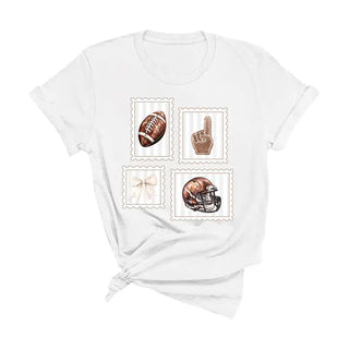 Football Stamp T Shirt Vintage Game Day Fan Graphic Sports Tee #HPTS-FBSTAMP - White / Large - Screen Printed T-Shirt