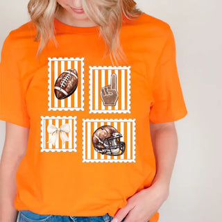 Football Stamp T Shirt Vintage Game Day Fan Graphic Sports Tee #HPTS-FBSTAMP - Screen Printed T-Shirt - Women’s