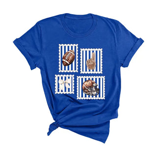 Football Stamp T Shirt Vintage Game Day Fan Graphic Sports Tee #HPTS-FBSTAMP - Royal Blue / Large - Screen Printed