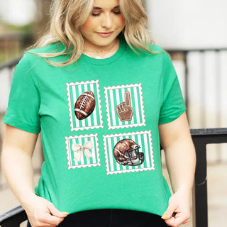 Football Stamp T Shirt Vintage Game Day Fan Graphic Sports Tee #HPTS-FBSTAMP - Screen Printed T-Shirt - Women’s
