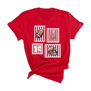 Football Stamp T Shirt Vintage Game Day Fan Graphic Sports Tee #HPTS-FBSTAMP - Red / Large - Screen Printed T-Shirt