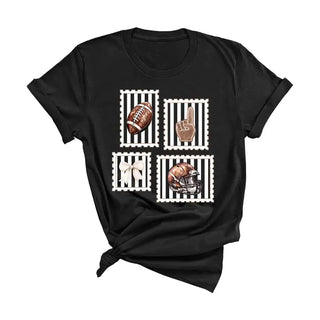 Football Stamp T Shirt Vintage Game Day Fan Graphic Sports Tee #HPTS-FBSTAMP - Black / Large - Screen Printed T-Shirt