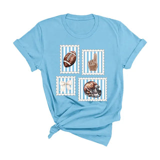 Football Stamp T Shirt Vintage Game Day Fan Graphic Sports Tee #HPTS-FBSTAMP - Light Blue / Large - Screen Printed