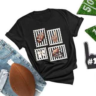 Football Stamp T Shirt Vintage Game Day Fan Graphic Sports Tee #HPTS-FBSTAMP - Screen Printed T-Shirt - Women’s