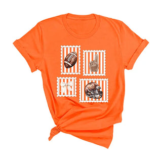Football Stamp T Shirt Vintage Game Day Fan Graphic Sports Tee #HPTS-FBSTAMP - Orange / Large - Screen Printed T-Shirt