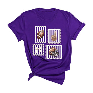 Football Stamp T Shirt Vintage Game Day Fan Graphic Sports Tee #HPTS-FBSTAMP - Purple / Large - Screen Printed T-Shirt